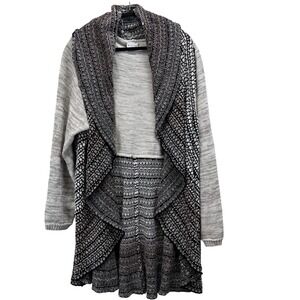 SIONI Studios Knit Cardigan Women's 3X Waterfall Draped Open Front Ruffle Collar